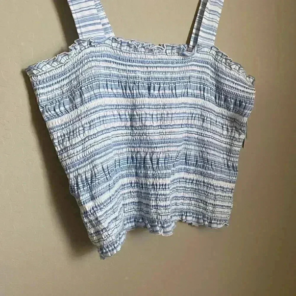 BP Striped Smocked Crop Tank Top Size Large - Picture 2 of 8